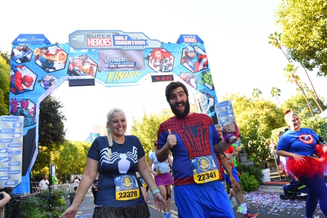 Katie and Spencer complete the Super Heroes Half Marathon in Disneyland.
